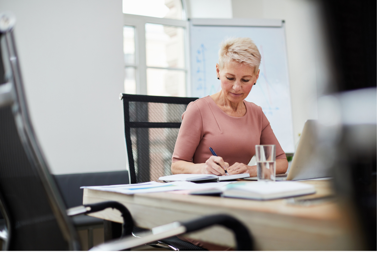 Woman working with white strip